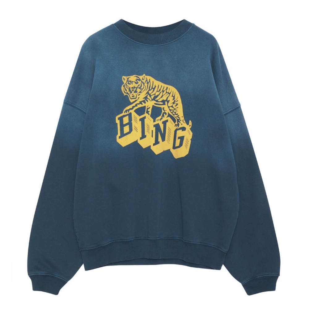 Anine Bing Sweatshirt Retro Tiger in Washed Faded Navy